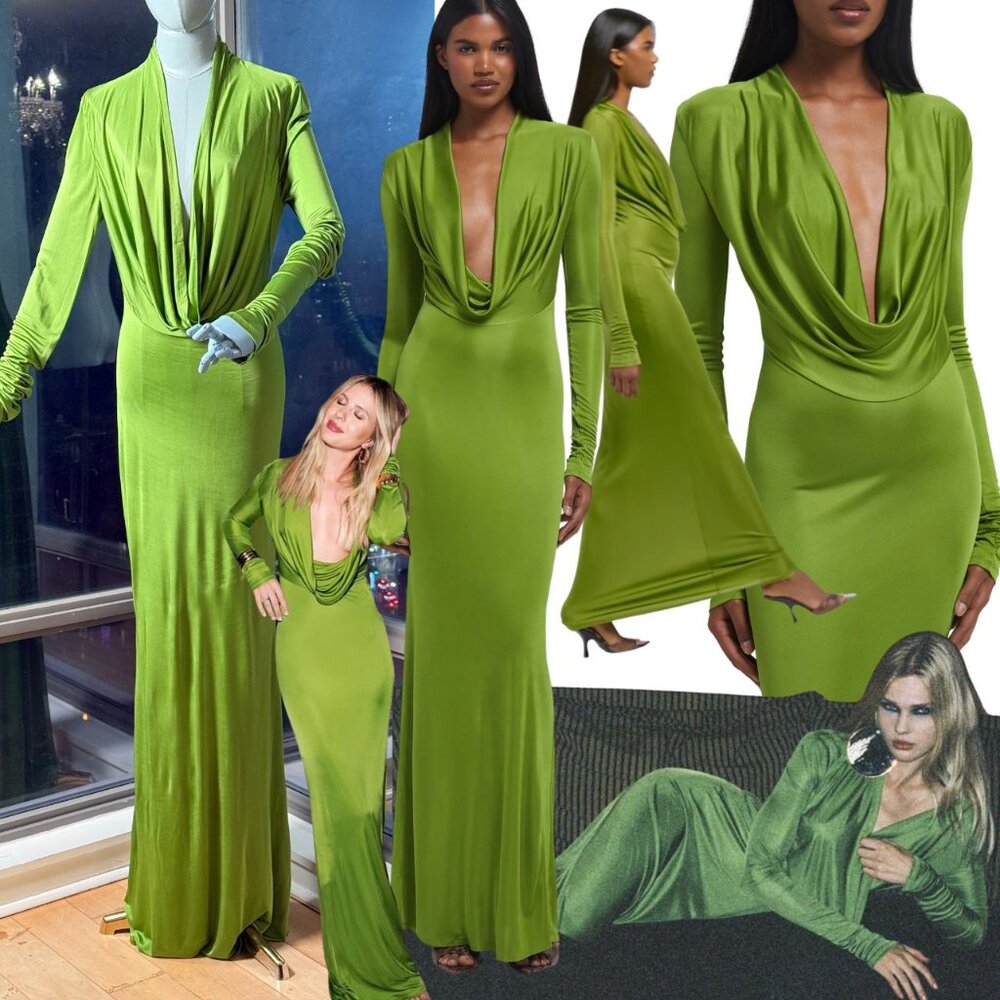 🆕 RAT & BOA 🧿 NWOT Octavia Long Sleeve Column Maxi Dress, Green - Sz XL US 10 - Picture 1 of 16